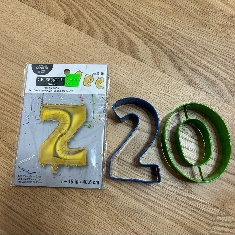 2nd Birthday Cookie Cutter Gold Foil Balloon NEW Zero Cookie Cutter Baking Gold